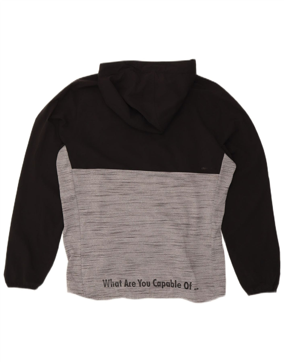 ADIDAS Mens Climalite Graphic Hoodie Jumper Medium Black Colourblock