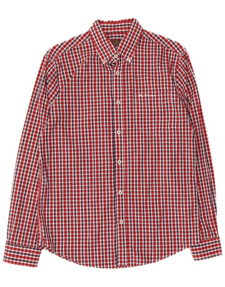 Ben Sherman Mens Shirt Small Red Check Cotton