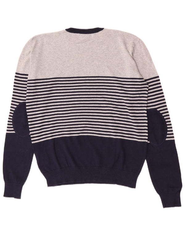U.S. Polo Assn. Mens Crew Neck Jumper Sweater Medium Navy Blue Colourblock