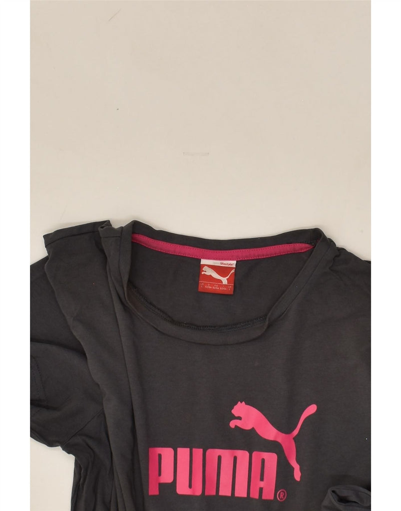 PUMA Womens Graphic T-Shirt Top UK 16 Large Grey Cotton | Vintage Puma | Thrift | Second-Hand Puma | Used Clothing | Messina Hembry 