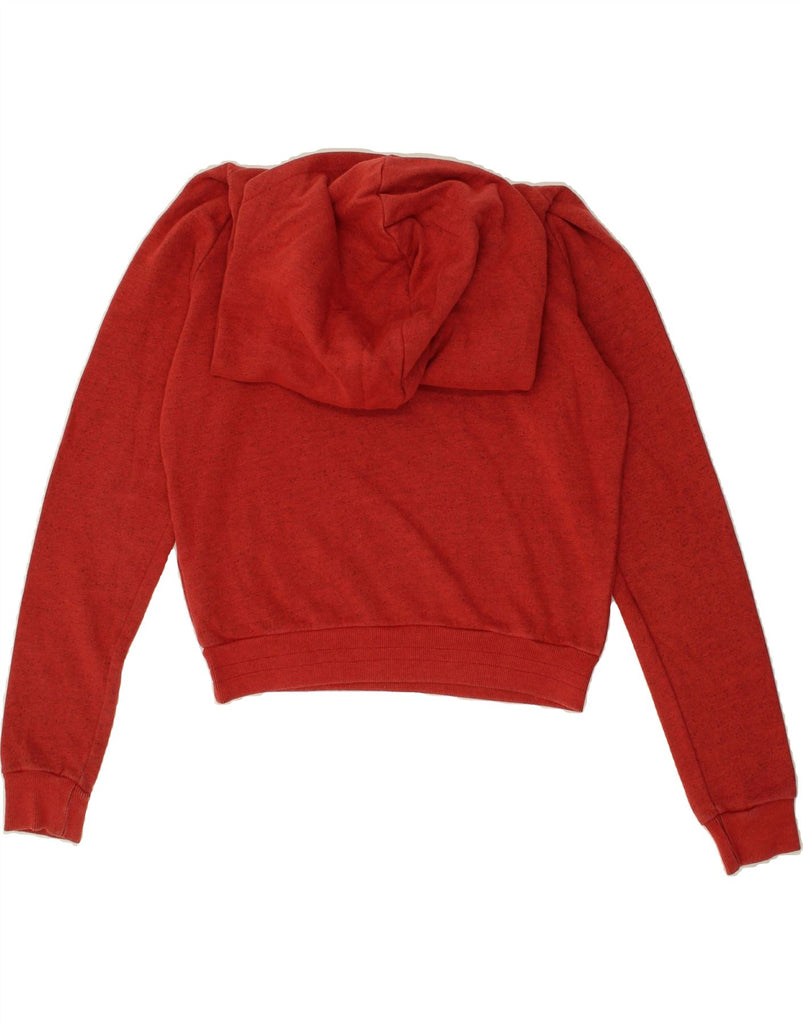 BILLABONG Womens Crop Graphic Hoodie Jumper UK 10 Small Red Flecked Cotton | Vintage Billabong | Thrift | Second-Hand Billabong | Used Clothing | Messina Hembry 