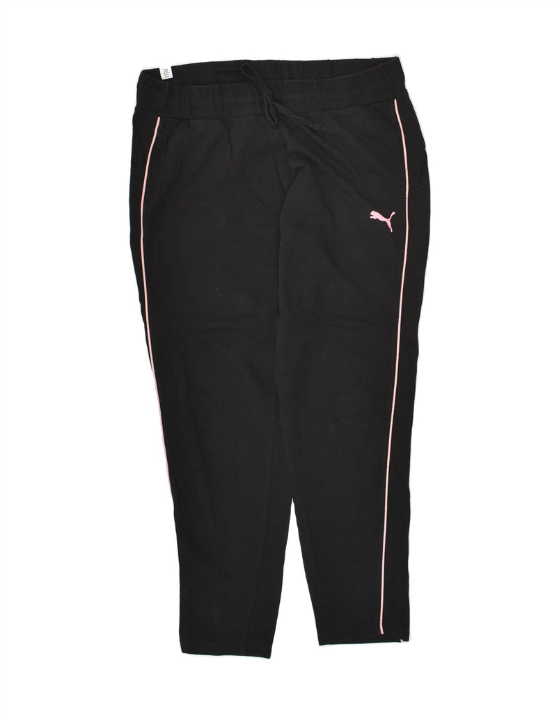 PUMA Womens Tracksuit Trousers UK 14 Medium Black Cotton | Vintage Puma | Thrift | Second-Hand Puma | Used Clothing | Messina Hembry 