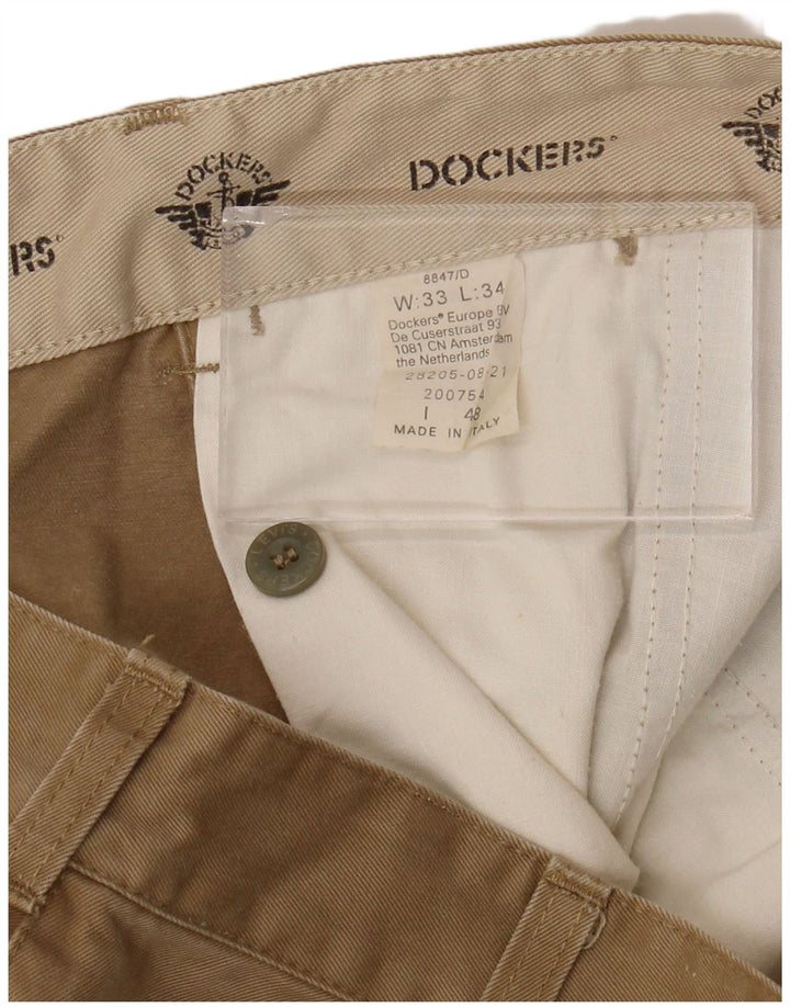 Dockers Mens Straight Chino Trousers W33 L31 Khaki