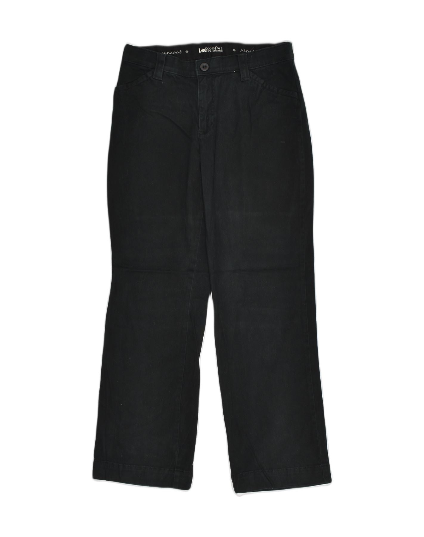 LEE Womens Comfort Fit Straight Casual Trousers US 8 Medium W29 L28 Black, Vintage & Second-Hand Clothing Online
