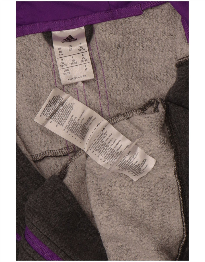 ADIDAS Womens Oversized Zip Hoodie Sweater UK 4/6 XS Grey Cotton