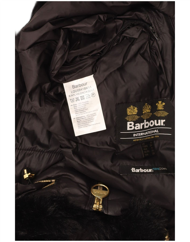 BARBOUR Womens Hooded Padded Jacket UK 8 Small  Black Polyamide