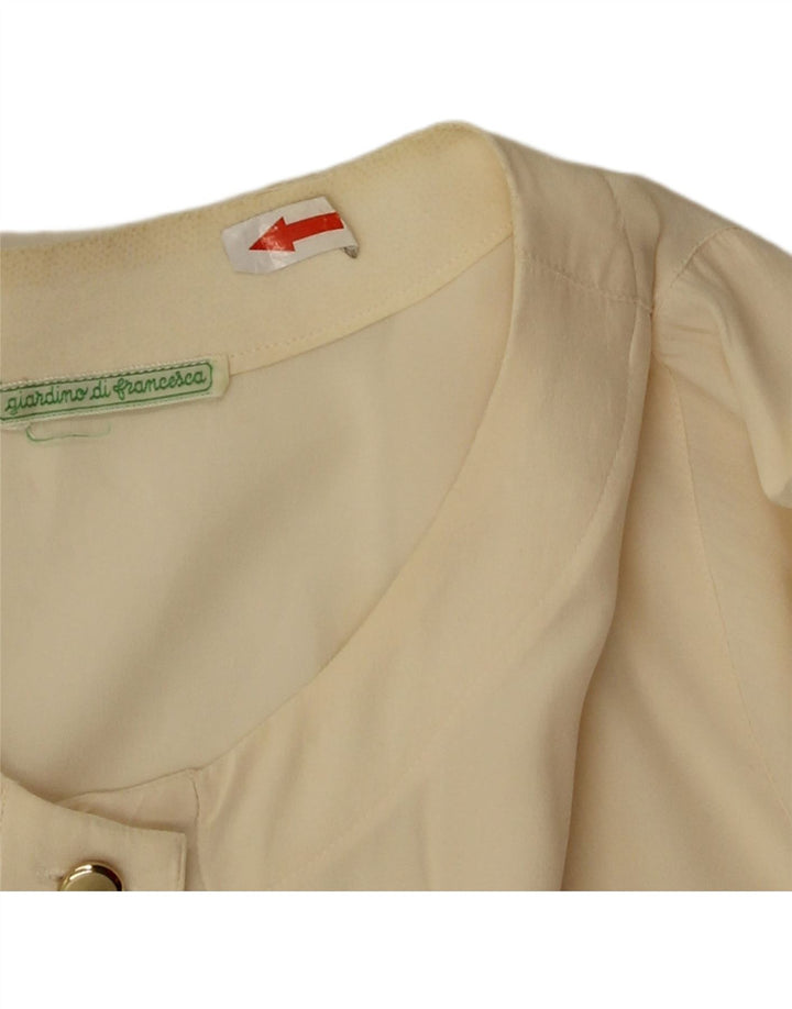 Vintage Womens Shirt Blouse UK 14 Medium Off White Silk