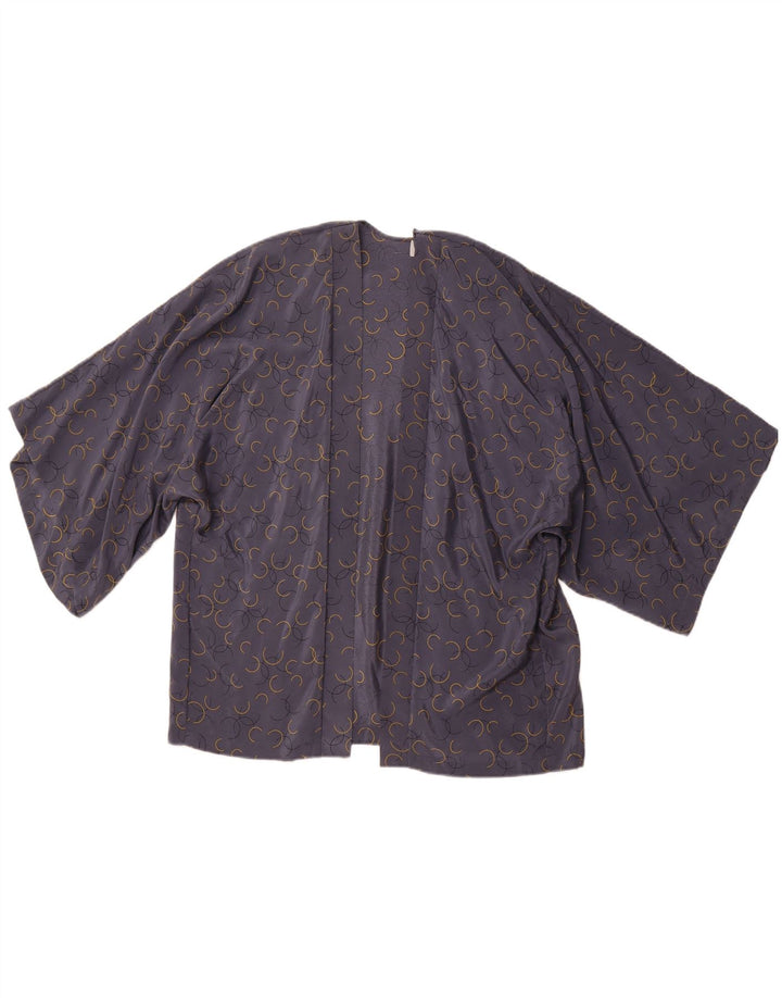 JIGSAW Womens Short Sleeve Cardigan Top UK 18 XL Grey Geometric Silk