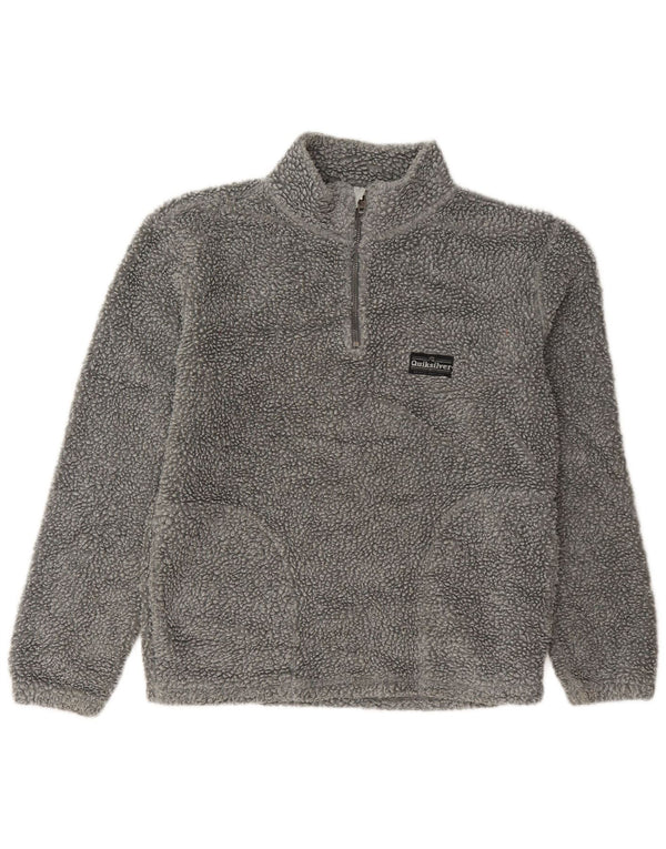 Quiksilver Girls Zip Neck Fleece Jumper 13-14 Years Large Grey Polyester