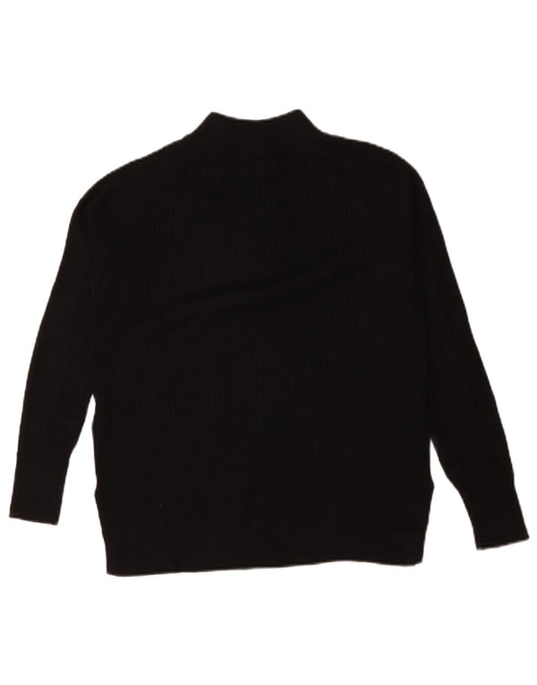 Marks & Spencer Womens Oversized Zip Neck Jumper Sweater UK 6 XS Black