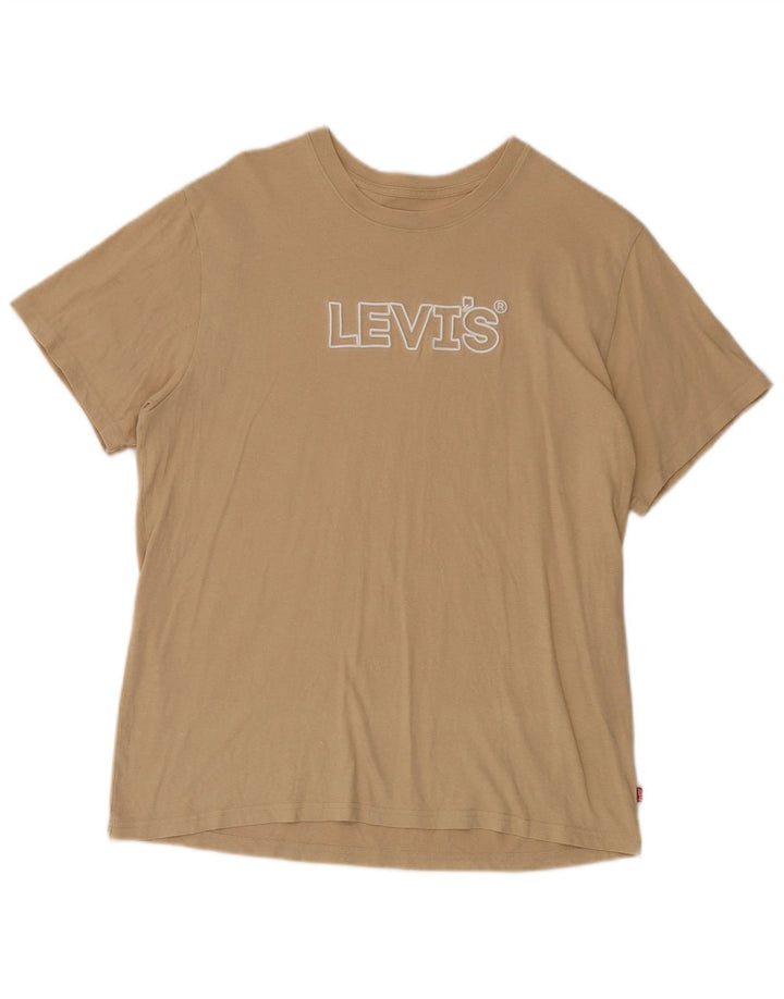 Levi's Mens Relaxed Fit Graphic T-Shirt Top Medium Beige Cotton