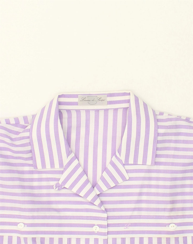 VINTAGE Womens Short Sleeve Shirt IT 40 Small Purple Striped Polyester | Vintage Vintage | Thrift | Second-Hand Vintage | Used Clothing | Messina Hembry 