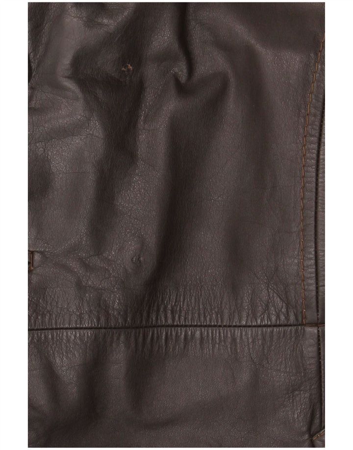 Vintage Mens Leather Coat UK 38 Medium Brown