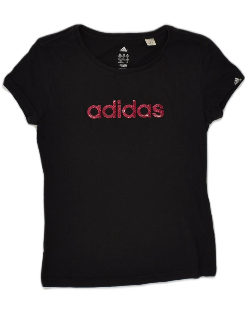 ADIDAS Womens Graphic T-Shirt Top UK 0-2 2XS Black Cotton | Vintage Adidas | Thrift | Second-Hand Adidas | Used Clothing | Messina Hembry 