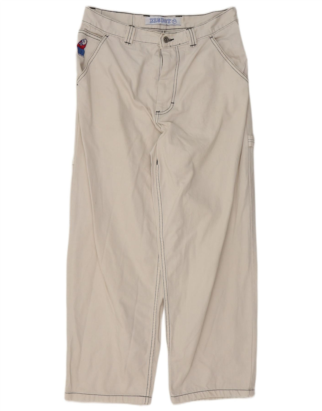 Vintage Mens Straight Cargo Trousers Small W29 L28 White Cotton