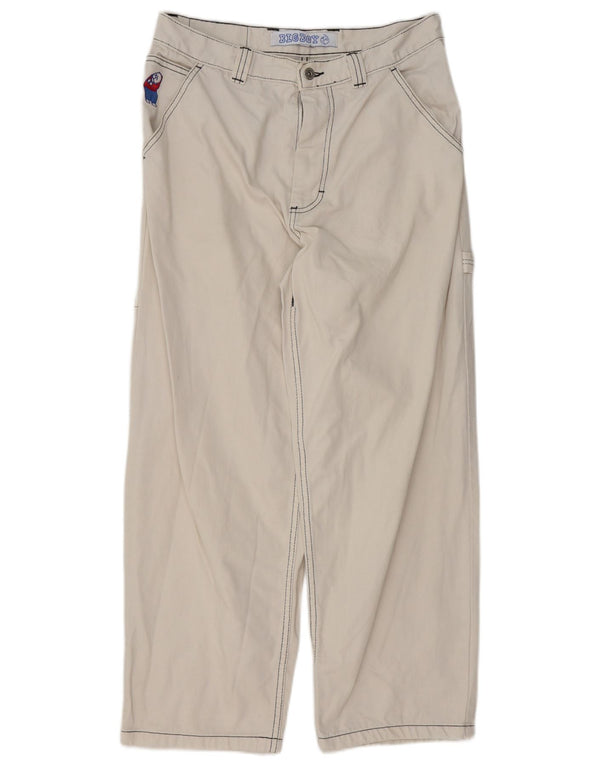 Vintage Mens Straight Cargo Trousers Small W29 L28 White Cotton