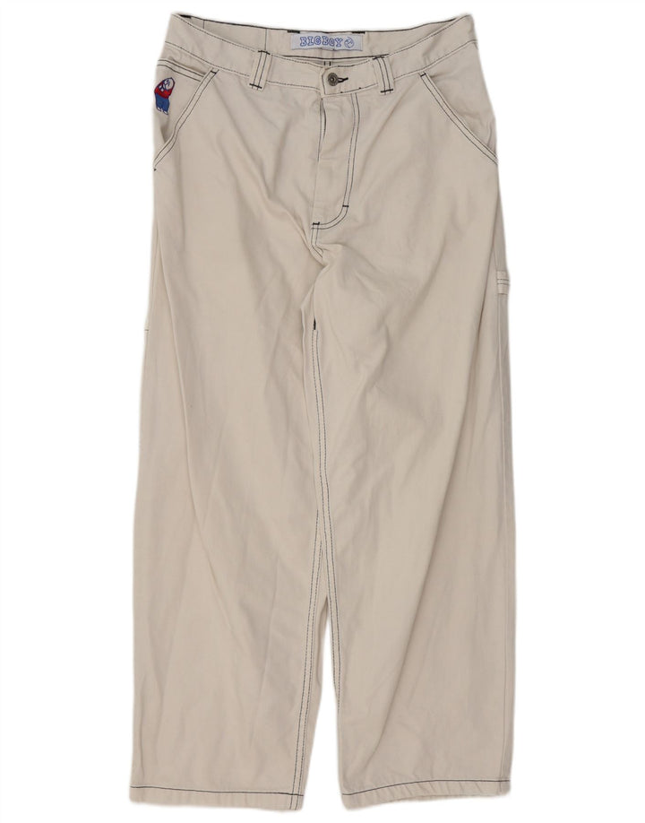 Vintage Mens Straight Cargo Trousers Small W29 L28 White Cotton