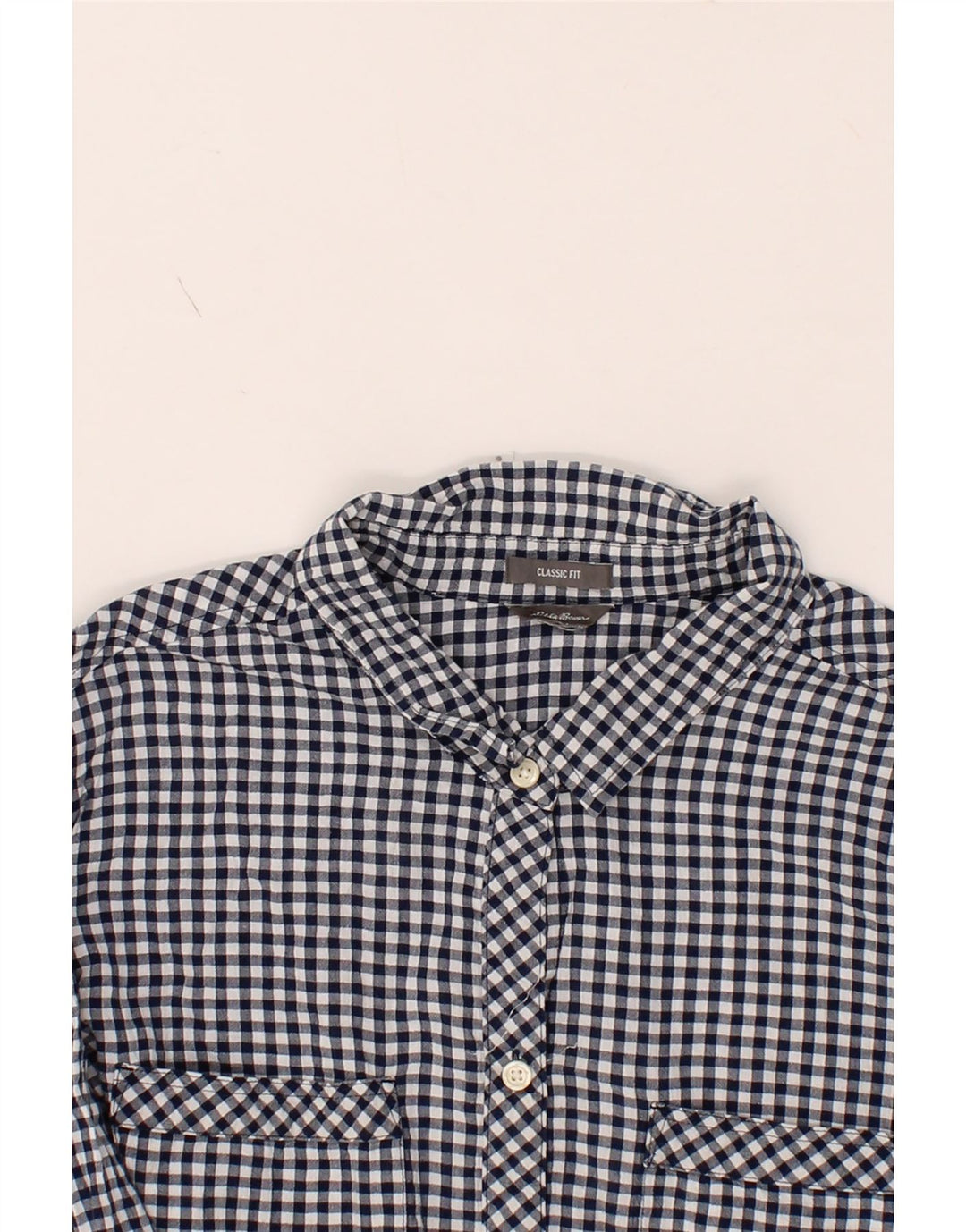 EDDIE BAUER Womens Shirt UK 18 XL Navy Blue Gingham Cotton Vintage Eddie Bauer and Second-Hand Eddie Bauer from Messina Hembry 