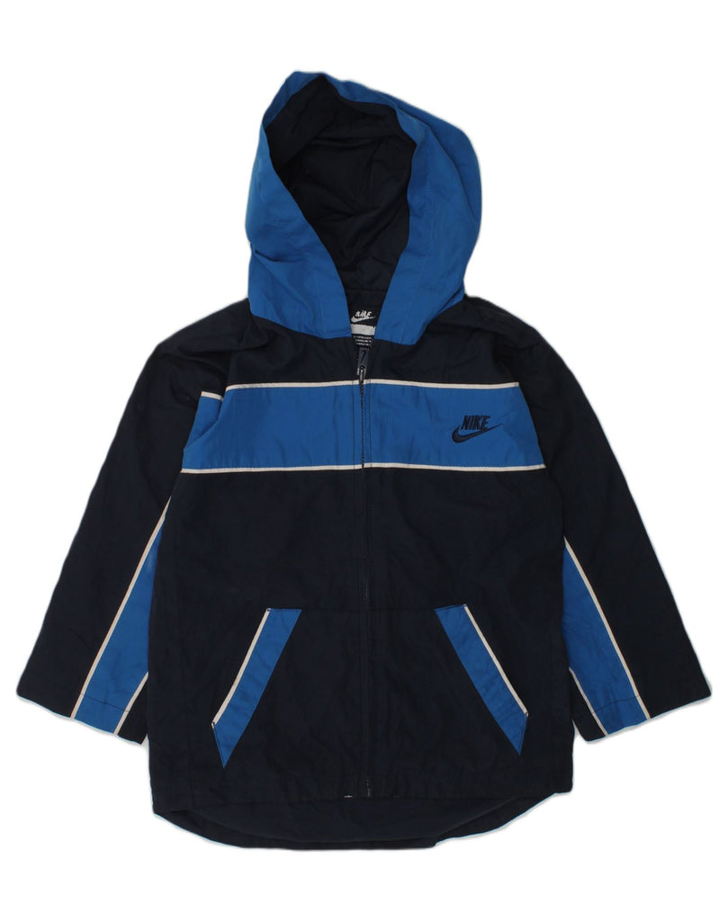 NIKE Boys Hooded Tracksuit Top Jacket 11-12 Years Navy Blue Polyester | Vintage Nike | Thrift | Second-Hand Nike | Used Clothing | Messina Hembry 