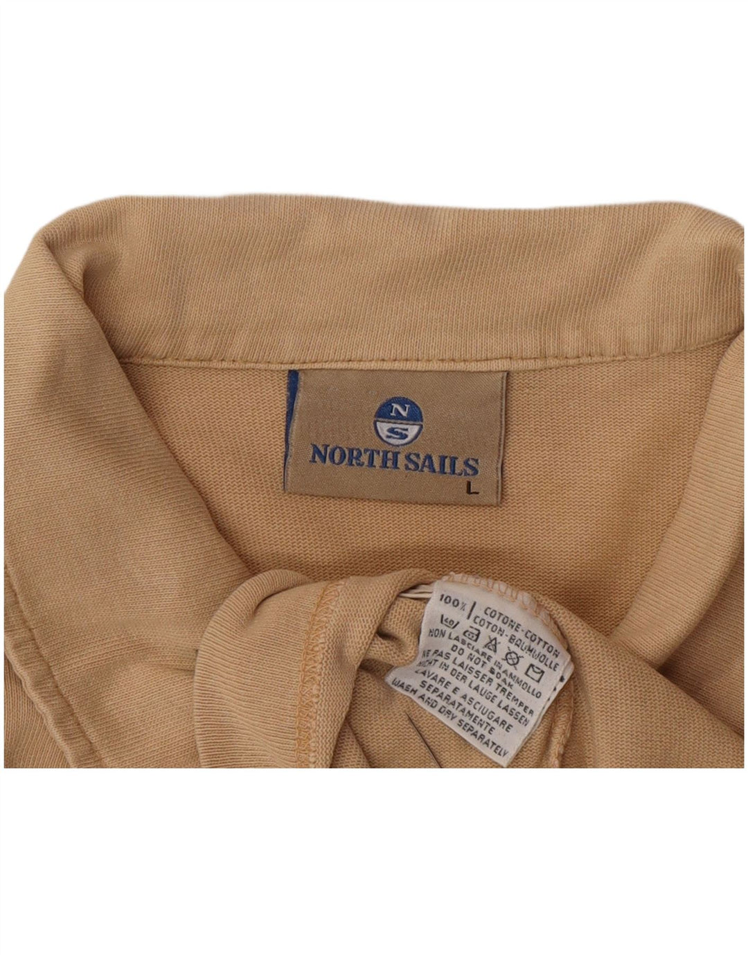 NORTH SAILS Mens Long Sleeve Polo Shirt Large Beige Cotton