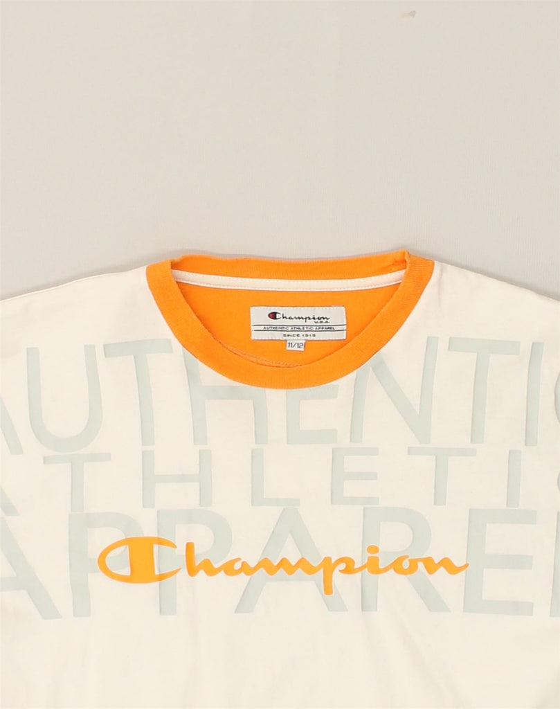 CHAMPION Boys Graphic T-Shirt Top 11-12 Years White Cotton | Vintage Champion | Thrift | Second-Hand Champion | Used Clothing | Messina Hembry 