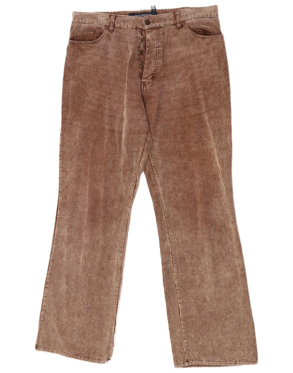 Fishbone Mens Straight Corduroy Trousers XL W36 L34 Brown Cotton