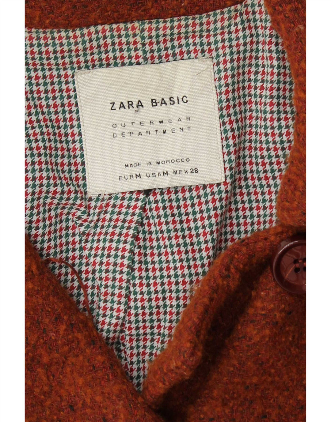 Zara Womens Double Breasted Coat UK 12 Medium Brown Wool