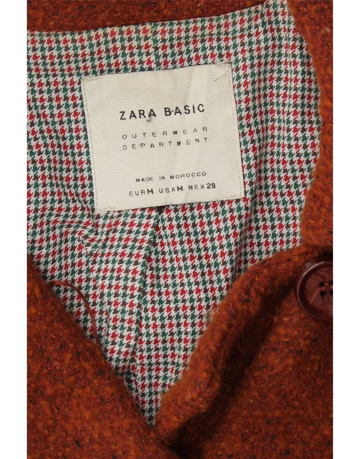 Zara Womens Double Breasted Coat UK 12 Medium Brown Wool