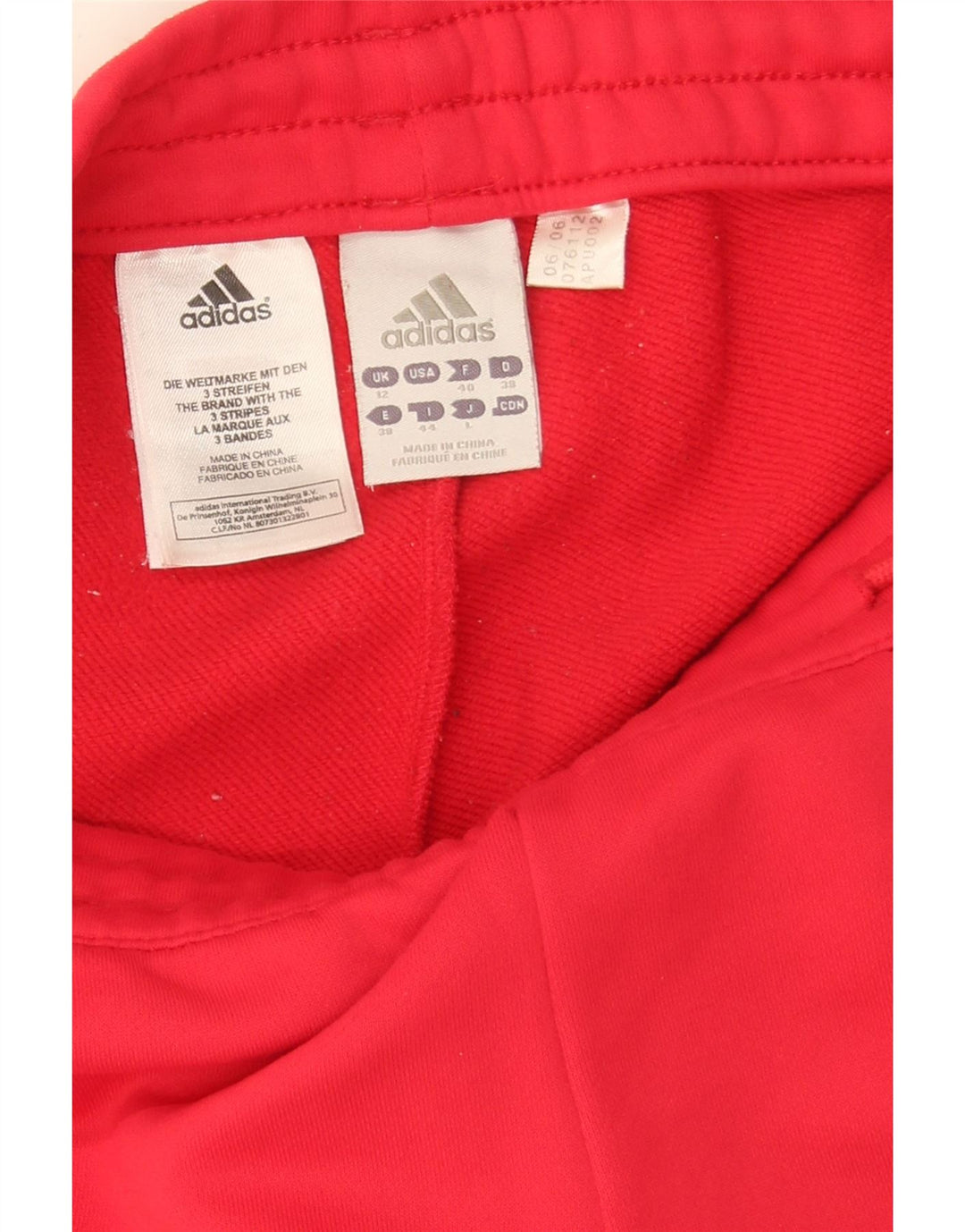 Adidas Womens Tracksuit Trousers UK 12 Medium Red Polyester