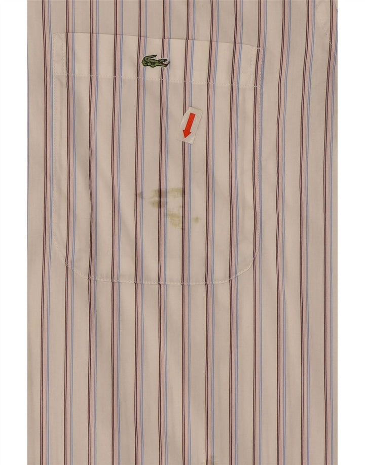 Lacoste Mens Shirt Size 42 Large White Striped Cotton