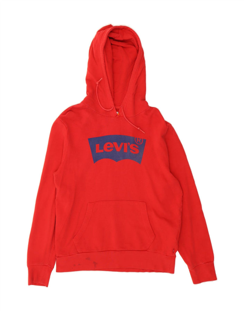 LEVI'S Mens Graphic Hoodie Jumper Small Red Cotton Vintage Levi's and Second-Hand Levi's from Messina Hembry 