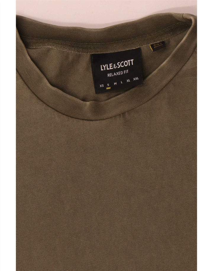 Lyle & Scott Mens Relaxed Fit T-Shirt Top Small Khaki Cotton