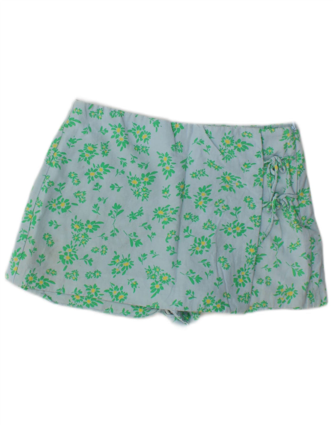 Zara Womens Hot Pants Large W30 Blue Floral Viscose