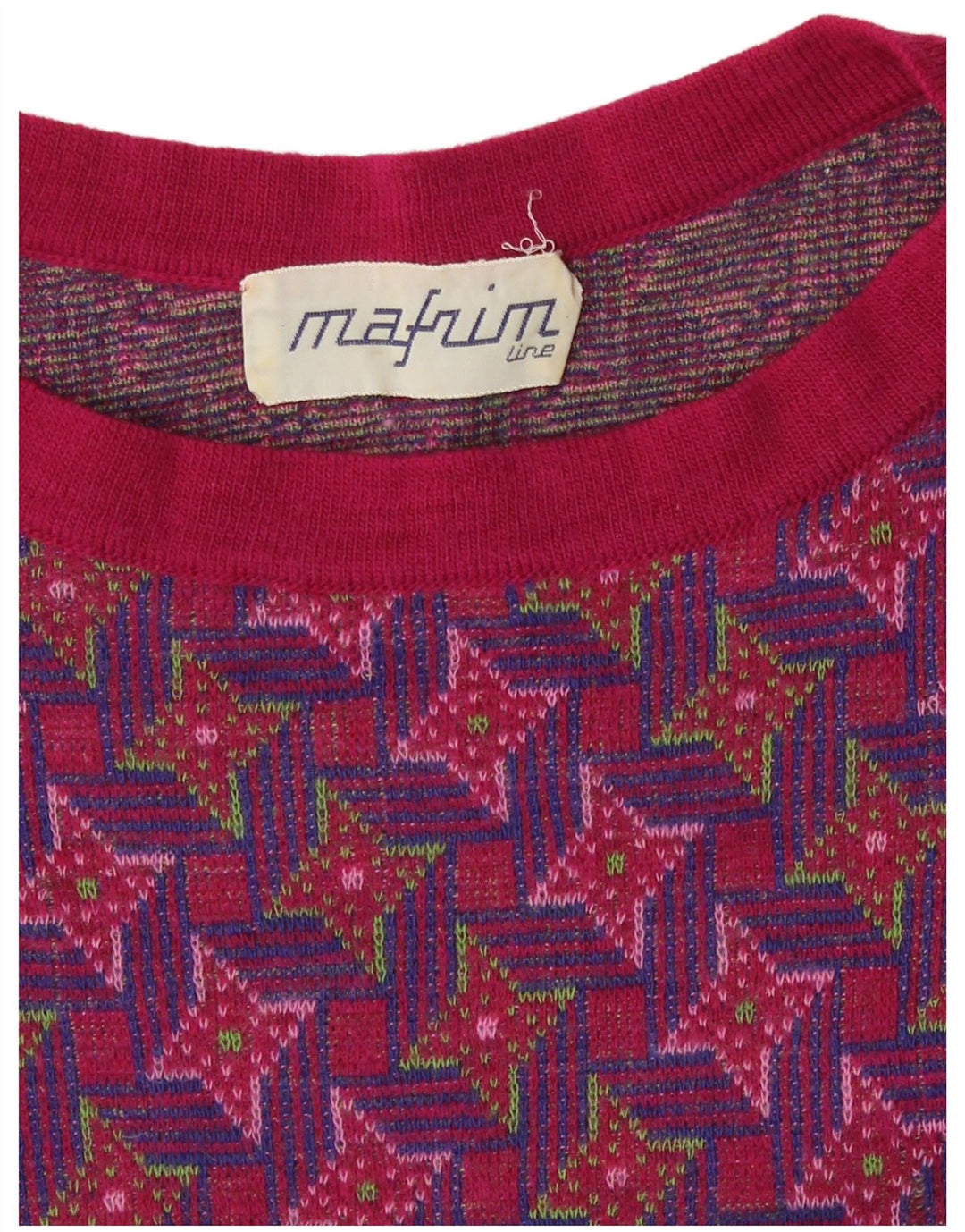 Vintage Womens Abstract Pattern Crew Neck Jumper Sweater UK 10 Small Multic