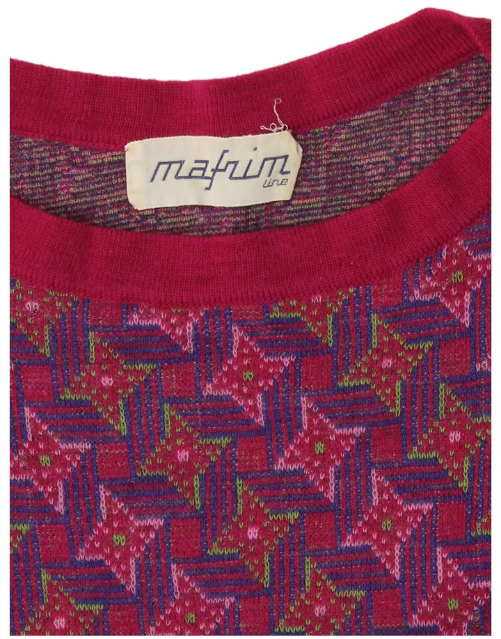 Vintage Womens Abstract Pattern Crew Neck Jumper Sweater UK 10 Small Multic