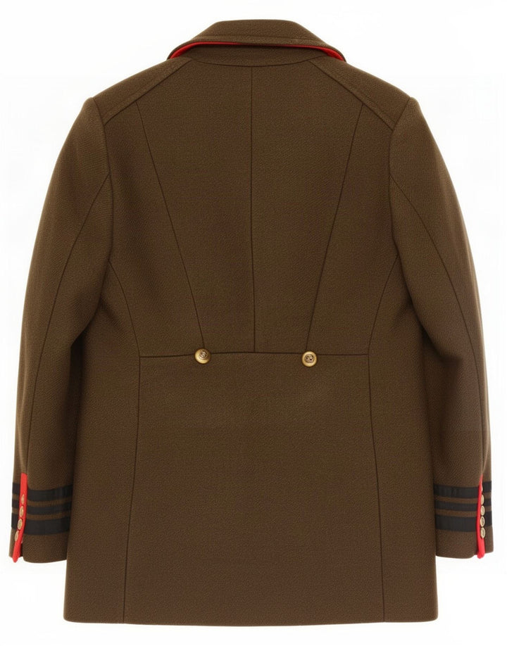 Zara Womens Pea Coat UK 10 Small Khaki Wool
