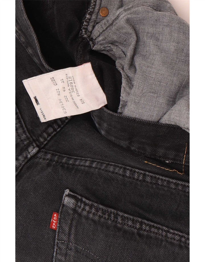 Levi's Mens 501 Straight Jeans W34 L34 Black Cotton