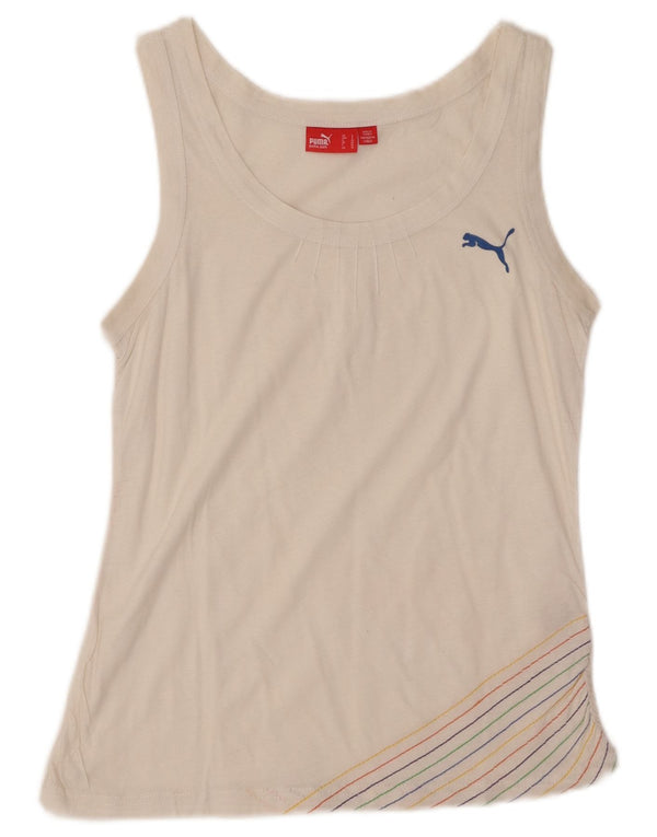 PUMA Womens Vest Top UK 10 Small White Striped Cotton