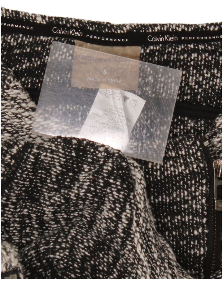 CALVIN KLEIN Womens Crop Blazer Jacket UK 10 Small Grey Colourblock Cotton