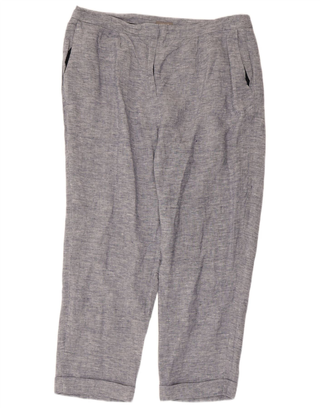 JAEGER Womens Straight Cropped Trousers UK 16 Large W36 L25 Blue Linen