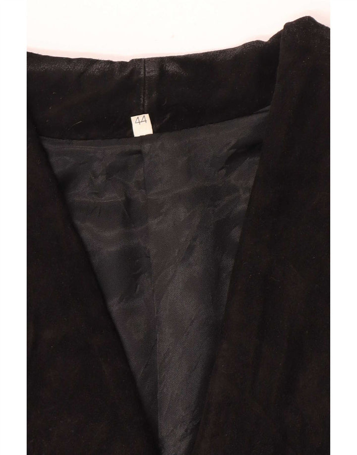 Vintage Womens Double Breasted Leather Blazer Jacket IT 44 Medium Black