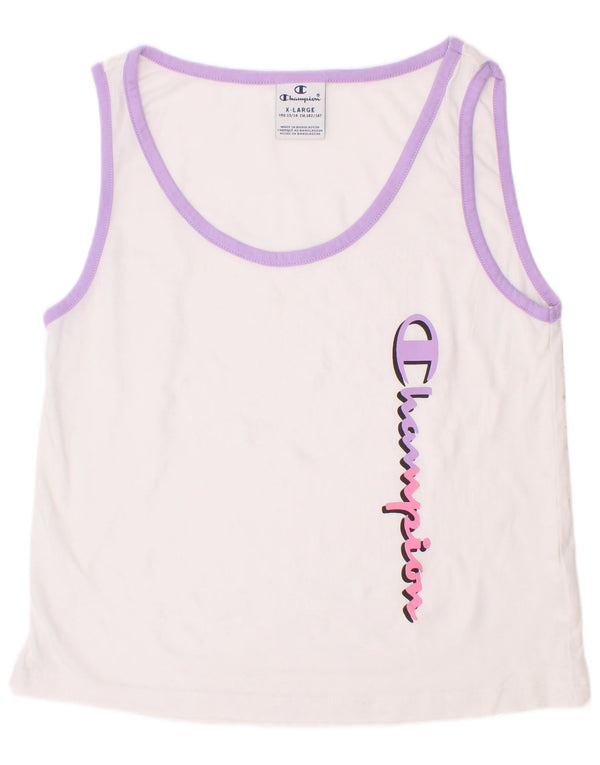Champion Girls Graphic Vest Top 13-14 Years XL White Cotton