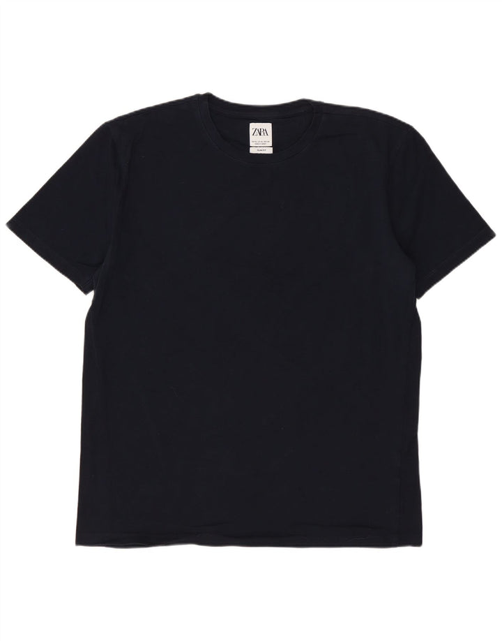 ZARA Mens Slim Fit T-Shirt Top XL Navy Blue