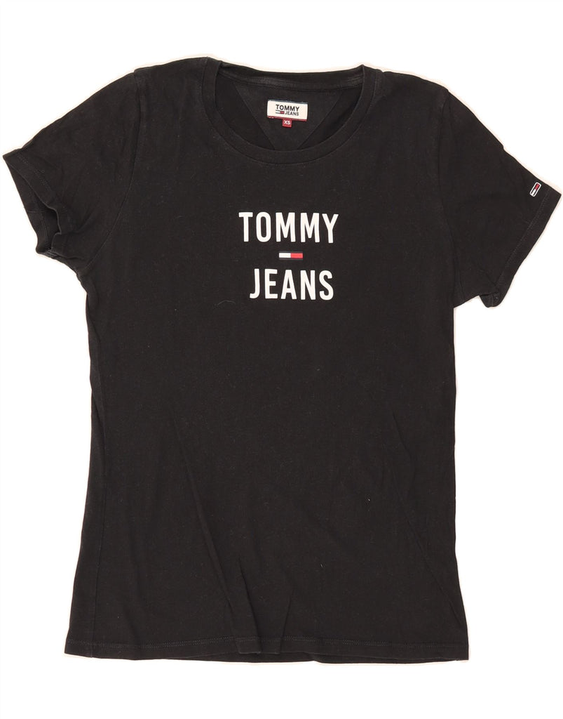 TOMMY HILFIGER Mens Graphic T-Shirt Top UK 6 XS Black Cotton Vintage Tommy Hilfiger and Second-Hand Tommy Hilfiger from Messina Hembry 