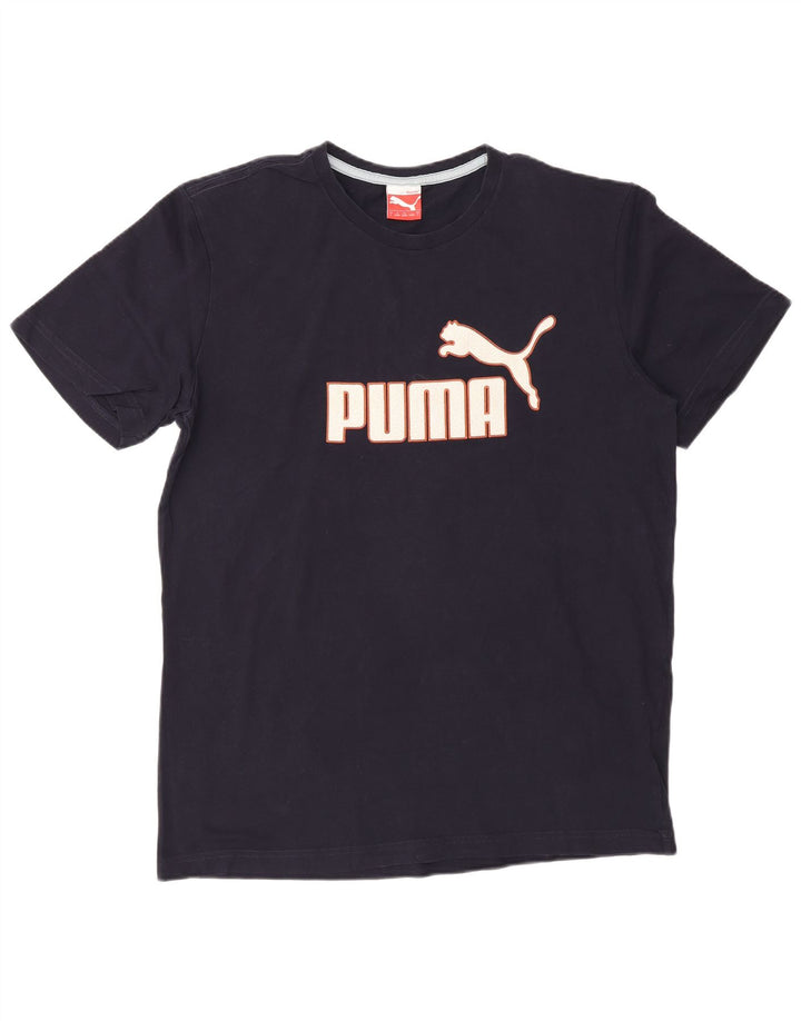 Puma Mens Graphic T-Shirt Top Large Navy Blue Cotton