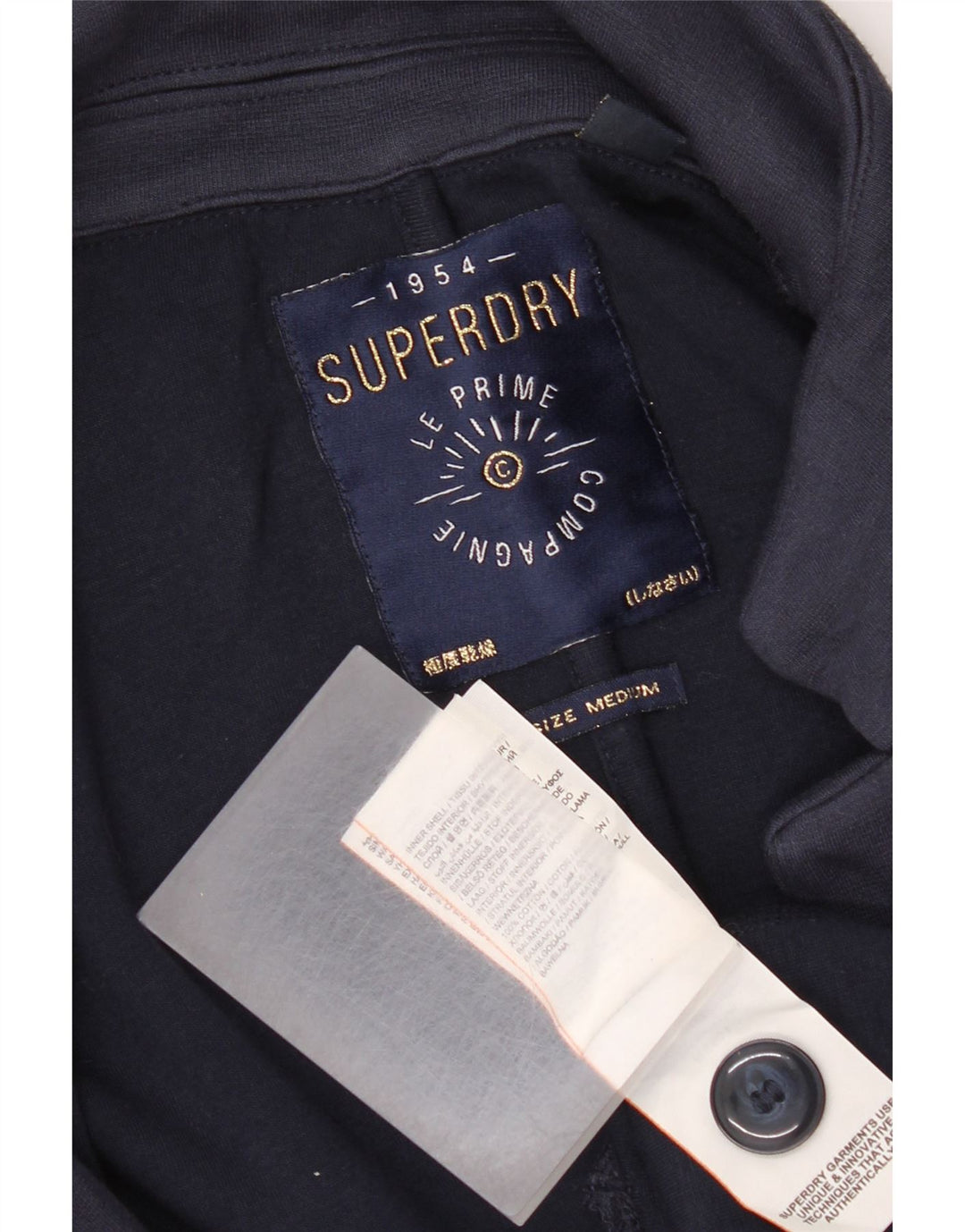 Superdry Womens 1 Button Blazer Jacket UK 14 Medium Navy Blue Cotton