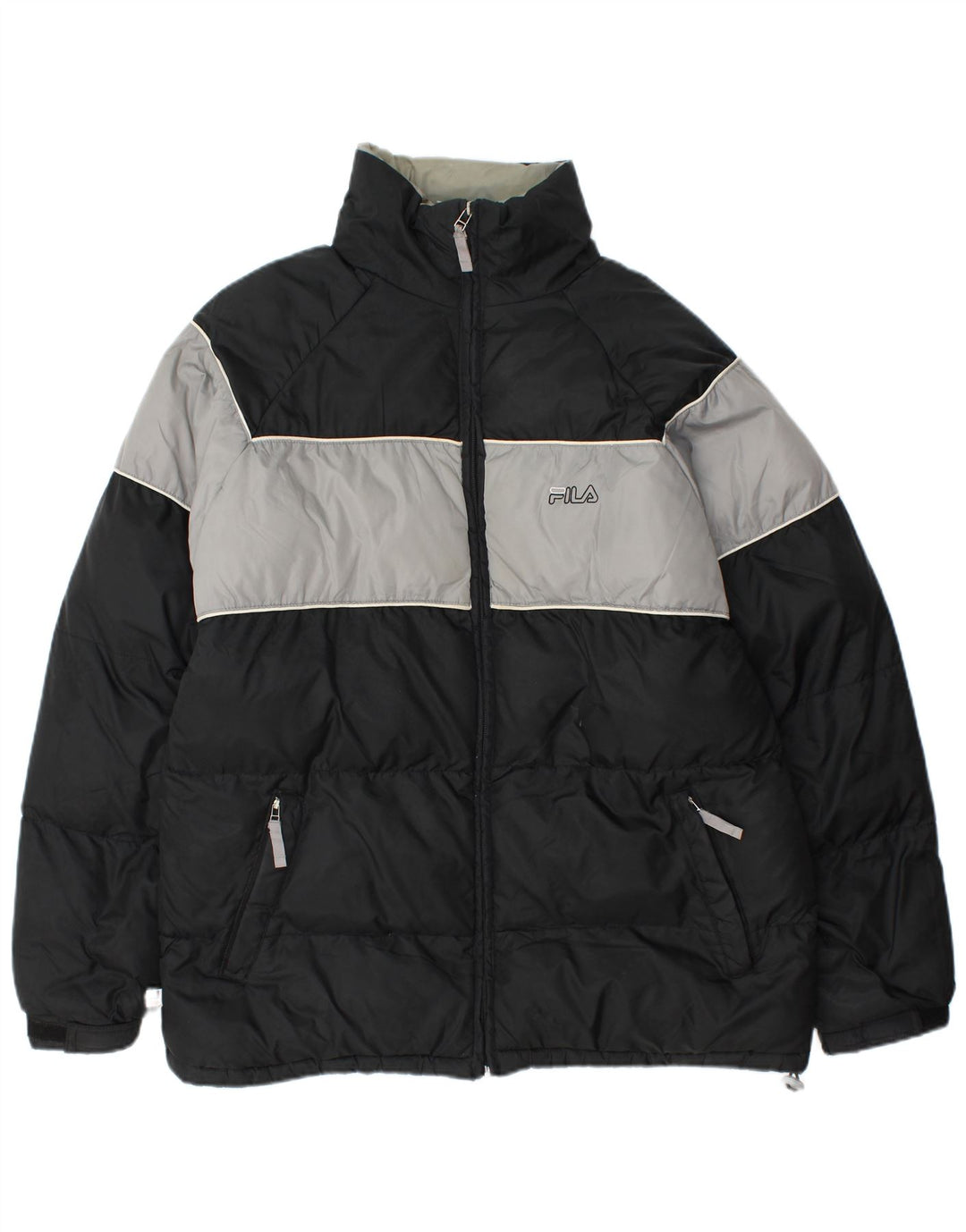 Fila Mens Padded Jacket UK 40 Large Black Colourblock Nylon