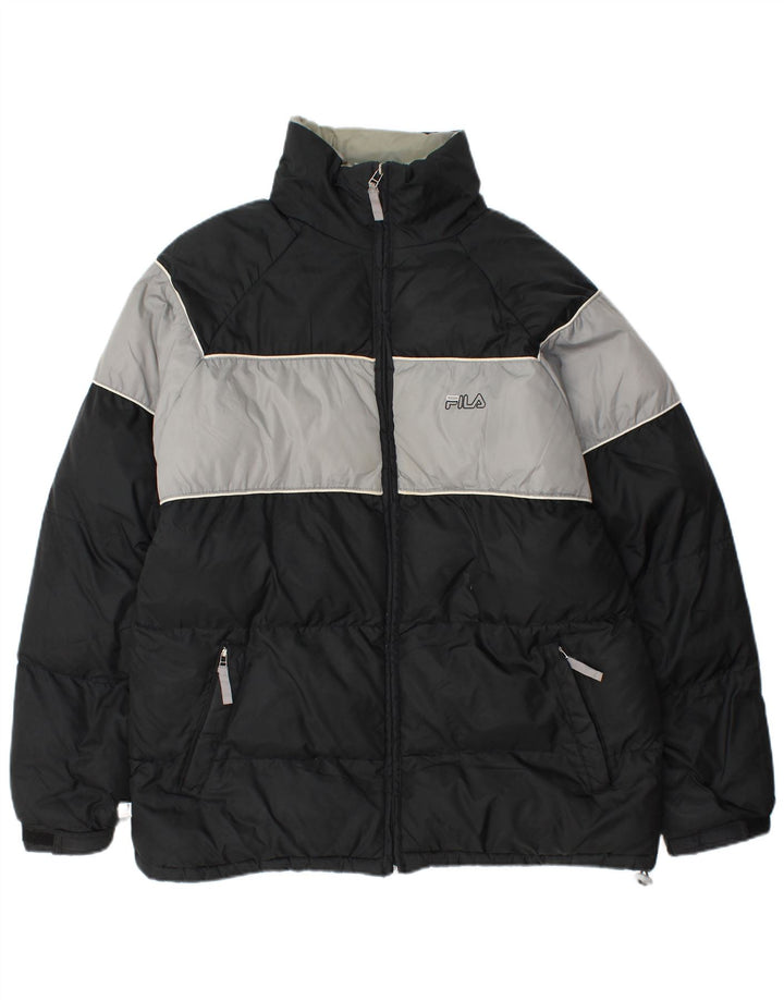 Fila Mens Padded Jacket UK 40 Large Black Colourblock Nylon