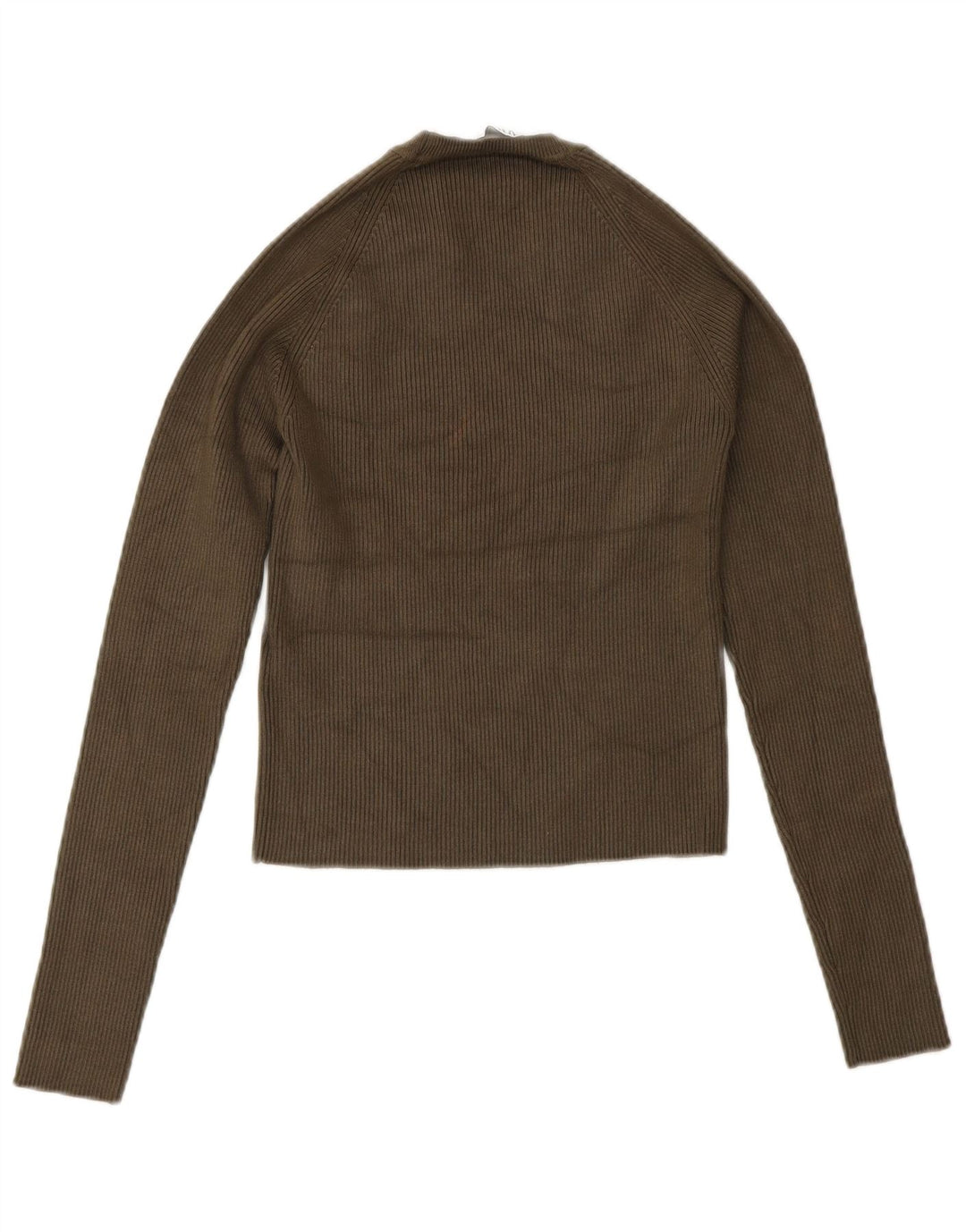 Zara Womens Crop Top Long Sleeve UK 8 Small Green Viscose