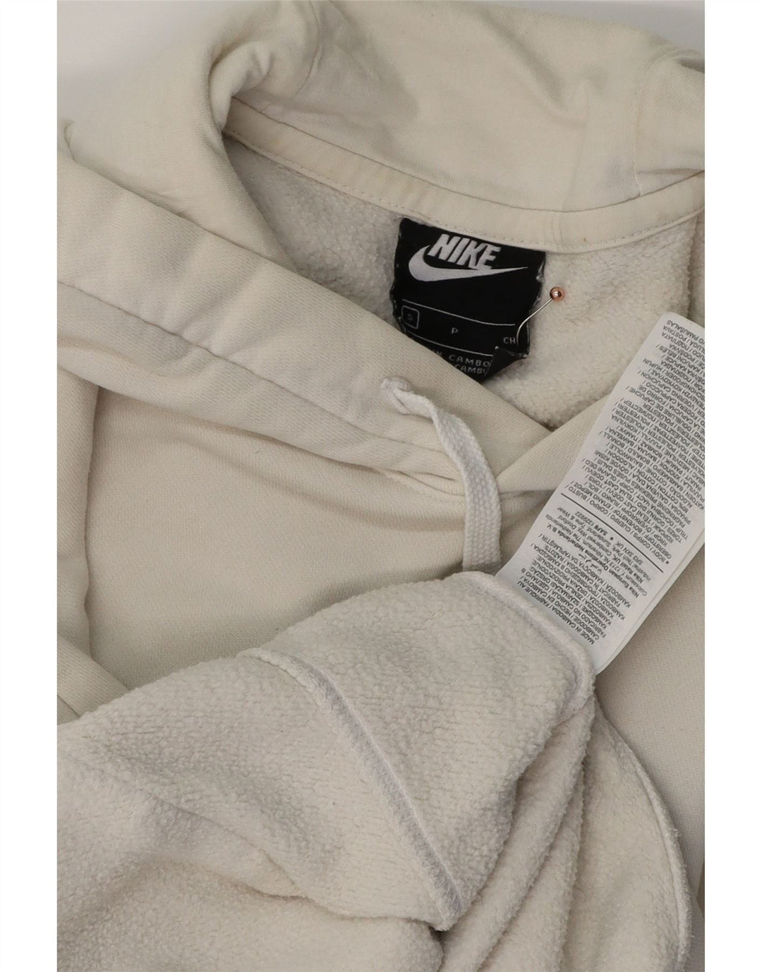 NIKE Mens Hoodie Jumper Small White Cotton